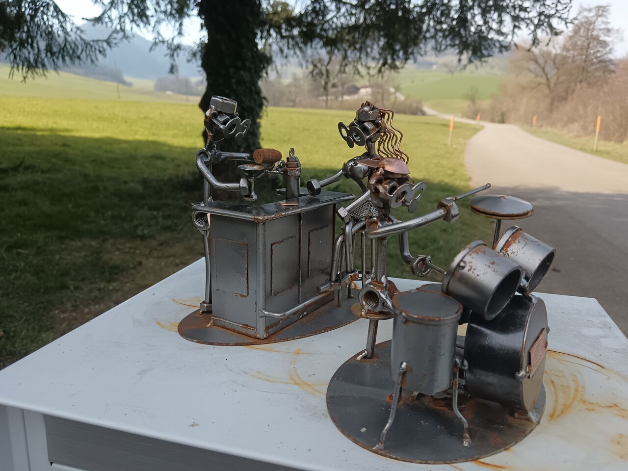 Steel sculptures at a random house